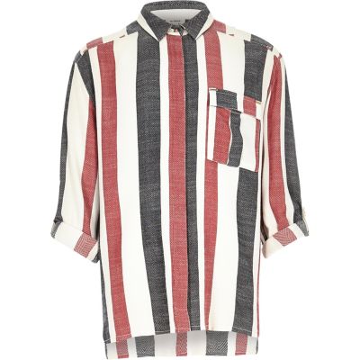 Girls cream stripe jacquard shirt